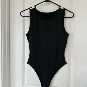 SHEIN Black Bodysuit Top Minimalist Design